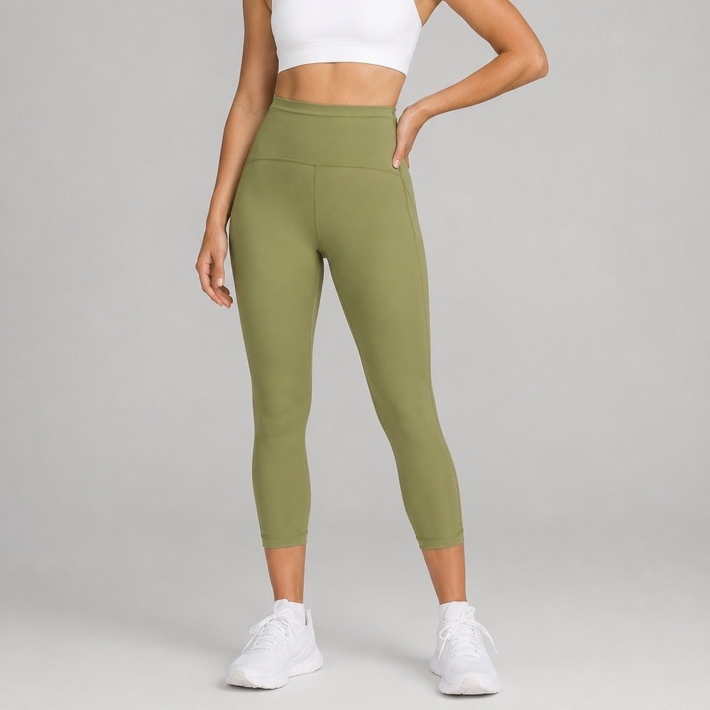 Lululemon Swift Speed High Rise Crop Leggings Women's Size 2 Bronze Green